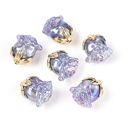 Средний Синий Шифер Непрозрачные акриловые бусины с УФ-покрытием, радужный, роза, с фурнитурой из золотого сплава и блестящей пудрой, средний грифельно-синий, 23x20.5x16 мм, отверстие : 1.6~1.8 мм