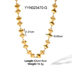 Сердце 316l хирургическая нержавеющая сталь ракушки сердце звено цепи ожерелья для элегантного европейского стиля, реальный 18 k позолоченный, сердце, 16.54 дюйм (42 см)