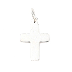 Cross 925 серебряные шармы, с прыжковых колец, серебряный цвет гальваническим, крестик, 12.5x8x0.5 мм, отверстие : 2.5 мм