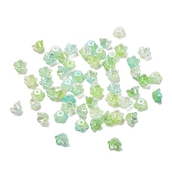 Зелено-Желтый Заглушки из АБС-пластика, цветок, зеленый желтый, 8x8x4 мм, отверстие : 1.2 мм