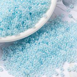 (RR522) Light Aqua Ceylon MIYUKI Round Rocailles Beads, Japanese Seed Beads, (RR522) Light Aqua Ceylon, 8/0, 3mm, Hole: 1mm, about 19000~20500pcs/pound