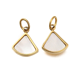 Настоящее золото 18K Ионное покрытие (ip) 304 брелоки из нержавеющей стали, с ракушкой и кольцом для прыжков, фанатское очарование, реальный 18 k позолоченный, 9x8x2 мм, отверстие : 2.5 мм