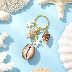 Золотой Брелок из железа и латуни, со спиральной оболочки, Тема океана, золотые, 86 мм
