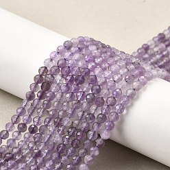 Аметист Природный аметист нитей бисера, граненые, круглые, 4 мм, отверстие : 0.7 мм, около 96 шт / нитка, 15.35'' (39 см)