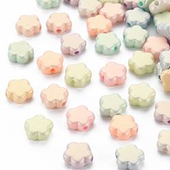 Mixed Color Spray Painted Opaque Acrylic Beads, Frosted, Star, Mixed Color, 9x9.5x4mm, Hole: 1.8mm, about 2165pcs/500g