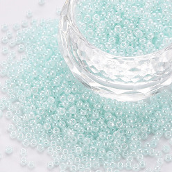 Бледно-бирюзовый 12/0 бисер имитация нефрита, непрозрачные цвета блеск, круглые, бледные бирюзовая, 2x1.5 мм, отверстие : 1 мм, Около 40000 шт / фунт