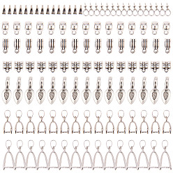 Platinum Brass Pinch Bails and Alloy Tube Bails, Platinum, 74x72x17mm, 120pcs/box