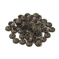 Античная Бронза Тибетском стиле сплав шарик крышки, без свинца, без никеля и без кадмия, античная бронза , 11x3.5 мм, отверстие : 2 мм