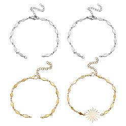 (52) Непрозрачная лаванда 8 шт. 2 цвета 304 изготовление браслета из ромбовидной цепи из нержавеющей стали, с карабин-лобстерами , разноцветные, 7-5/8 дюйм (19.5 см), 4 шт / цвет