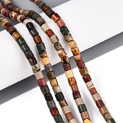 Пикассо Камень Натуральная полихромная яшма/камень Пикассо/нити бус из яшмы Пикассо, колонка, 4~4.5x4.5~5 мм, отверстие : 1 мм, около 88~91 шт / нитка, 15.16~15.35'' (38.5~39 см)