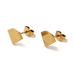 Golden PVD Vacuum Plating 304 Stainless Steel Stud Earrings, Plain Diamond Shape, Golden, 8.5x10.5mm