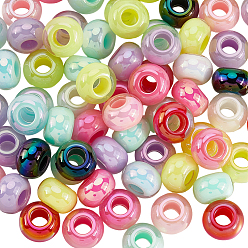 (52) Непрозрачная лаванда 100шт. УФ-покрытие, радужно переливающиеся акриловые европейские бусины, бусины с большим отверстием, рондель, разноцветные, 14x8.5 мм, отверстие : 6 мм