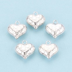 Серебро 925 стерлингового серебра прелести сердца, , серебряные, 12x12x5.5 мм, отверстие : 1.8 мм