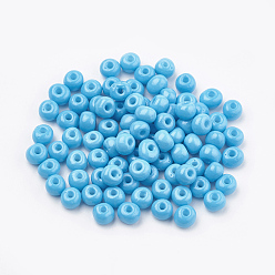 Темно-Голубой Fgb 6/0 краска для выпечки стеклянный бисер, круглые, глубокое синее небо, 4~4.5x3 мм, отверстие : 1~1.2 мм, около 4500 шт / упаковка, о 450 г / мешок