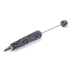 Фиолетовый Железная ручка из бисера, шариковая ручка, с полимерной глиной горный хрусталь, для индивидуальной ручки с ювелирными бусинами, случайная подложка, фиолетовые, 149x16 мм