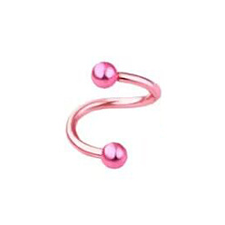 Pink 316l хирургические спиральные кольца для губ из нержавеющей стали для женщин и мужчин, розовые, внутренний диаметр: 8 мм, штифты : 1.2 мм, Руководитель: 3 mm