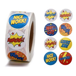 Разноцветный Самоклеящаяся наклейка из крафт-бумаги, клейкие этикетки, для фестиваля, Рождество, день отдыха, свадебные подарки, со словом, красочный, 25 мм, 500шт / рулон