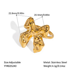 Bowknot Регулируемые 304 манжеты из нержавеющей стали для женщин, реальный 18 k позолоченный, бантом, 22.8x20.4 мм, внутренний диаметр: регулируемый