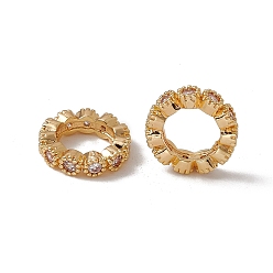 Real 18K Gold Plated Brass Micro Pave Cubic Zirconia Linking Rings, Eternal Band Ring Style, Real 18K Gold Plated, 12x3mm, Inner Diameter: 7.5mm
