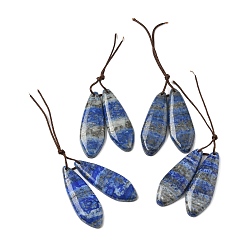 Лист Природный лазурит подвески, лист, 38x13.5x3~3.5 мм, отверстие : 0.7 мм