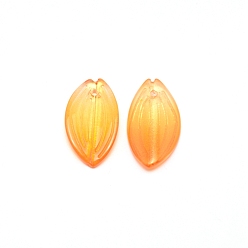 Orange Handmade Lampwork Pendants, Petaline, Orange, 21x12x3.5mm, Hole: 1.2mm