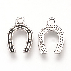 Античное Серебро Сплавочные сеттинги для кулона, тибетский стиль, подковы, без кадмия и без свинца, античное серебро, 16.5x11x1 мм, Отверстие : 2 мм , около 2260 шт / 1000 г