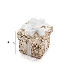 Светло-коричневый Рождественские блестящие пенопластовые подарочные коробки, подвесные украшения, для подвесных украшений на елку, загар, 60 мм