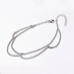 Stainless Steel Color 304 Stainless Steel Anklets, Stainless Steel Color, 9-3/4 inch(247mm)