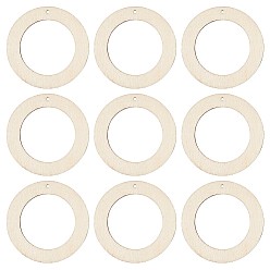 Античный Белый 50 деревянные подвески, неокрашенными, кольцо, старинный белый, 42x2.5~3 мм, отверстие : 2 мм