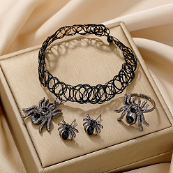 Реактивный Самолет Комплекты из ожерелий, серег и колец с подвесками в виде паука из сплава, страз и пластика на Хэллоуин, струя, 12 мм