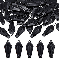 Черный 40 шт. Подвески из сплава с эмалью на тему Хэллоуина, гроб с крестом, чёрные, 25.5x11x3 мм, отверстие : 1.2 мм