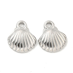 Нержавеющая Сталь Цвет Не тускнеющие 304 подвески из нержавеющей стали, шарм в форме ракушки, цвет нержавеющей стали, 13x10x3 мм, отверстие : 1.6 мм