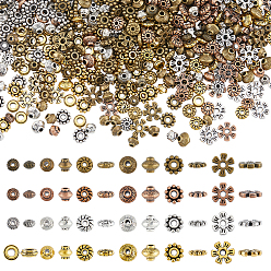 (52) Непрозрачная лаванда 1200шт 24 стили тибетский стиль сплава разделительные бусины наборы, двухконусный, цветочный и плоский круглый, разнообразные, разноцветные, 5~8x8x2~6.3 мм, отверстие : 1~2.4 мм, 50 шт / стиль