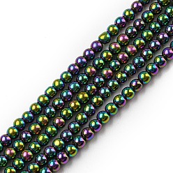 Rainbow Plated Electroplate Glass Beads Strands, Round, Full Plated, Rainbow Plated, 2.3mm, Hole: 0.3mm, about 180~183pcs/strand, 14.09~14.33''(35.8~36.4cm)