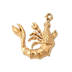 Креветка Подвески из нержавеющей стали 304, золотые, ионное покрытие (ip), креветка, 27x24.5x4 мм, отверстие : 1.5 мм