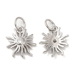 Платина Латунь с кубическим цирконием подвеской, долговечный, без свинца и без кадмия, очарование солнца, платина, 12x10.5x2 мм