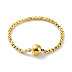 Настоящее золото 18K Ионное покрытие (ip) 304 кольца из нержавеющей стали с круглыми бусинами на пальцах, реальный 18 k позолоченный, размер США 7 1/4 (17.5 мм)