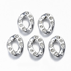 Платина Ccb пластиковые соединительные кольца, разъемы для быстрой связи, с кристально горный хрусталь, для изготовления ювелирных крестиков, твист, платина, 19x14x5 мм, внутренний диаметр: 10x5 мм