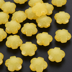 Gold Nachahmung Gelee Acrylperlen, Blume, facettiert, Gold, 17x17.5x10 mm, Bohrung: 2 mm, ca. 340 Stk. / 500 g