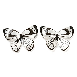 Black Resin Cabochons, Butterfly, for Jewelry Making, Black, 26x31.5x3.7mm
