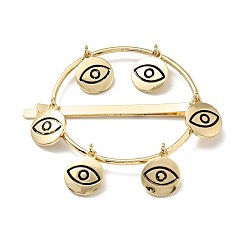 Light Gold Alloy Enamel Hair Bobby Pin, with Iron Findings, Ring and Flat Round with Eye, Light Gold, 65x67x10.5mm