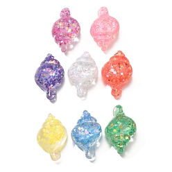 Shell Shape Прозрачные морские организмы смоляные кабошоны, с блестка, формы раковины, 24x15x9.5 мм
