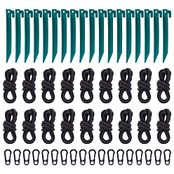 Mixed Color Garden Tools, including Plastic Plant Branch Shaping Stakes, Alloy Spring Gate Rings and Nylon Pull Rope, Mixed Color, 190x15x29mm, Hole: 7.5mm