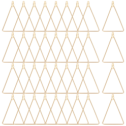 Настоящее золото 18K 40 шт. латунные подвески для разъемов, треугольные ссылки, реальный 18 k позолоченный, 50x34x1 мм, отверстие : 1 мм