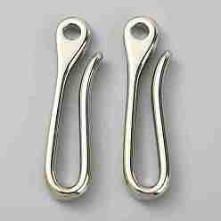 Platinum U-Shaped Brass Key Hook Shanckle Clasps, for Wallet Chain, Key Chain Clasp, Pocket Clip, Platinum, 60x16x7mm, Hole: 5.5mm