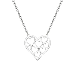 Нержавеющая Сталь Цвет Не тускнеющие 304 ожерелья с подвесками из нержавеющей стали, полые сердца, цвет нержавеющей стали, нет размера