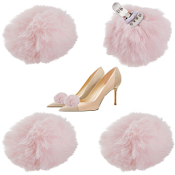 Pink 4 шт. пряжки для обуви с помпонами из искусственной шерсти, съемное украшение для обуви, розовые, 40 мм