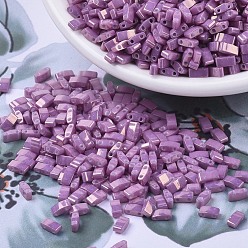 (HTL1867) Opaque Dark Orchid Luster MIYUKI Half TILA Beads, Japanese Seed Beads, 2 Hole, (HTL1867) Opaque Dark Orchid Luster, 5x2.3x1.9mm, Hole: 0.8mm, about 2500pcs/100g