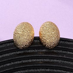 Oval Серьги-гвоздики с текстурированной латунью, без никеля , реальный 18 k позолоченный, овальные, 14x10.5 мм
