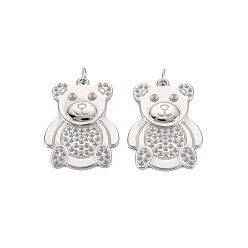 Stainless Steel Color Tarnish Resistant 304 Stainless Steel Pendant Rhinestone Settings, with Jump Rings, Flat Round, Bear, Stainless Steel Color, Fit For 1.8mm & 1.2mm Rhinestone, 23x17x3mm, Jump Ring: 4x0.5mm, 2.5mm inner diameter